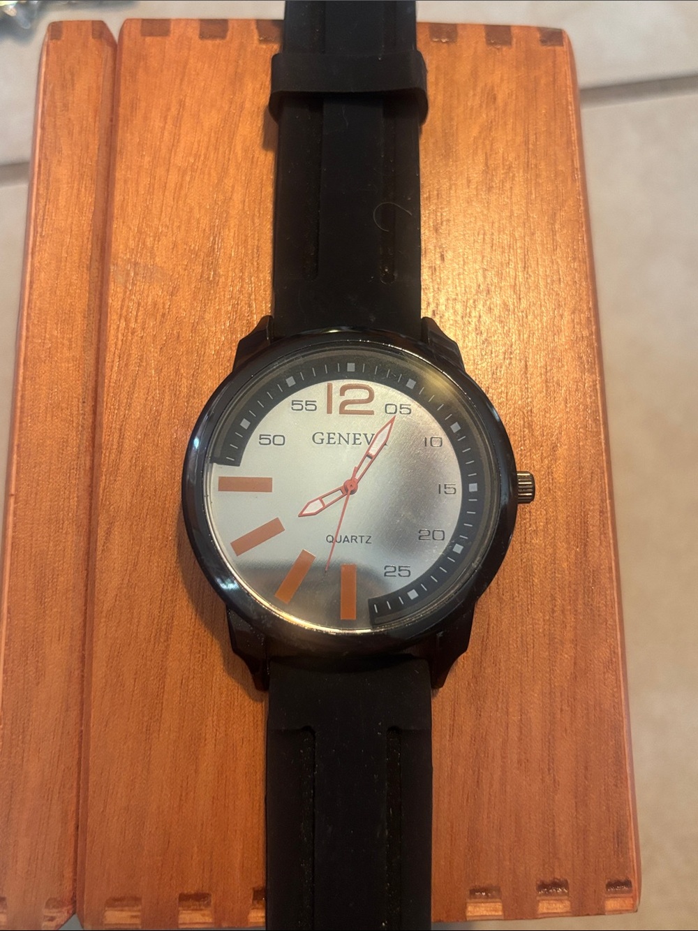 Geneva Black Silicone Strap Men's Watch